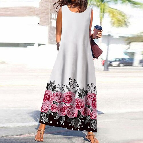 Women's Shift Dress Maxi long Dress Green White Sleeveless Floral Print Print Spring Summer Round Neck Casual Vacation 2022 S M L XL XXL 3XL
Women's Shift Dress Maxi long Dress Green White Sleeveless Floral Print Print Spring Summer Round Neck Casual Vacation 2022 S M L XL XXL 3XL