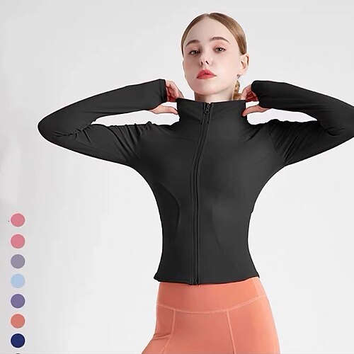 Women's Running Jacket Thumbhole Zip Front Long Sleeve Jacket Casual Athleisure Winter Windproof Quick Dry Sweat Out Fitness Running Walking Sportswear Activewear Solid Colored Honey pomelo-powder
Women's Running Jacket Thumbhole Zip Front Long Sleeve Jacket Casual Athleisure Winter Windproof Quick Dry Sweat Out Fitness Running Walking Sportswear Activewear Solid Colored Honey pomelo-powder