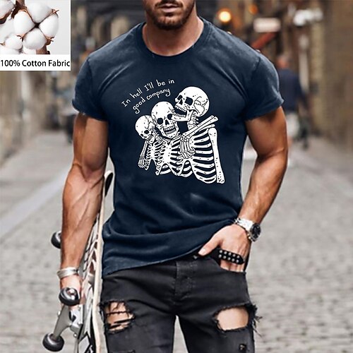 Men's T shirt Tee Skull Skeleton Round Neck Blue Army Green Khaki Gray Black Print Casual Short Sleeve Print Clothing Apparel Designer Simple Esencial / Summer / Summer
Men's T shirt Tee Skull Skeleton Round Neck Blue Army Green Khaki Gray Black Print Casual Short Sleeve Print Clothing Apparel Designer Simple Esencial / Summer / Summer