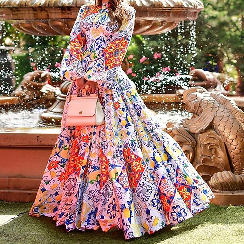 Women's A Line Dress Maxi long Dress White Long Sleeve Floral Print Fall Winter Stand Collar Stylish Elegant Boho 2022 S M L XL
Women's A Line Dress Maxi long Dress White Long Sleeve Floral Print Fall Winter Stand Collar Stylish Elegant Boho 2022 S M L XL