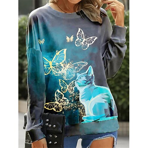 Women's Sweatshirt Pullover Cat Butterfly Sparkly Print Crew Neck Daily Sports 3D Print Active Streetwear Hoodies Sweatshirts Blue
Women's Sweatshirt Pullover Cat Butterfly Sparkly Print Crew Neck Daily Sports 3D Print Active Streetwear Hoodies Sweatshirts Blue