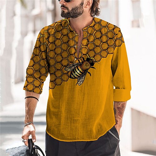 Men's Shirt 3D Print Graphic Patterned Honeycomb Bee Collar Street Daily 3D Print Button-Down Long Sleeve Tops Lightweight Casual Fashion Classic Yellow
Men's Shirt 3D Print Graphic Patterned Honeycomb Bee Collar Street Daily 3D Print Button-Down Long Sleeve Tops Lightweight Casual Fashion Classic Yellow