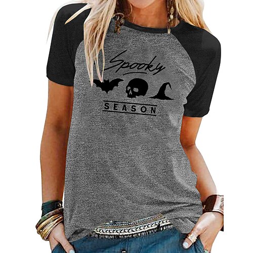 Women's T shirt Tee Green Blue Light gray Graphic Skull Print Short Sleeve Halloween Casual Basic Round Neck Regular S
Women's T shirt Tee Green Blue Light gray Graphic Skull Print Short Sleeve Halloween Casual Basic Round Neck Regular S