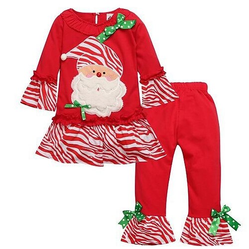 Kids Girls' Christmas T-shirt Pants Clothing Set 2 Pieces Long Sleeve Green Blue Wine Leopard Santa Claus Christmas Tree Cotton Vacation Cosplay Costumes Fashion Cool 2-6 Years / Fall / Winter
Kids Girls' Christmas T-shirt Pants Clothing Set 2 Pieces Long Sleeve Green Blue Wine Leopard Santa Claus Christmas Tree Cotton Vacation Cosplay Costumes Fashion Cool 2-6 Years / Fall / Winter