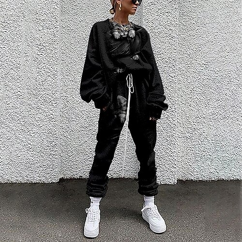 Women's Active Streetwear Cat 3D Sports Outdoor Casual Two Piece Set Sweatshirt Tracksuit Pants Sets Jogger Pants Drawstring Print Tops
Women's Active Streetwear Cat 3D Sports Outdoor Casual Two Piece Set Sweatshirt Tracksuit Pants Sets Jogger Pants Drawstring Print Tops