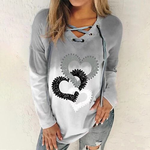 Women's Sweatshirt Pullover V Neck Heart Lace up Print Daily Weekend 3D Print Streetwear Casual Clothing Apparel Hoodies Sweatshirts White Blue
Women's Sweatshirt Pullover V Neck Heart Lace up Print Daily Weekend 3D Print Streetwear Casual Clothing Apparel Hoodies Sweatshirts White Blue