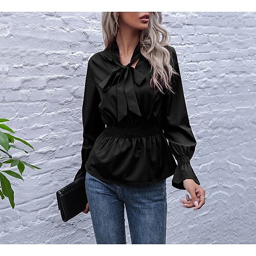 Women's Blouse Plain Daily Weekend Blouse Shirt Long Sleeve Lace up V Neck Casual Streetwear Black Wine S
Women's Blouse Plain Daily Weekend Blouse Shirt Long Sleeve Lace up V Neck Casual Streetwear Black Wine S