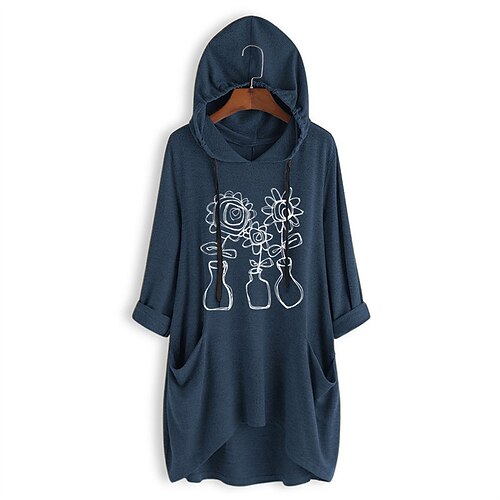 Women's Plus Size Tops Hoodie Sweatshirt Floral Pocket Print Long Sleeve Hooded Streetwear Daily Vacation Polyester Fall Winter Yellow Navy Blue / Loose
Women's Plus Size Tops Hoodie Sweatshirt Floral Pocket Print Long Sleeve Hooded Streetwear Daily Vacation Polyester Fall Winter Yellow Navy Blue / Loose