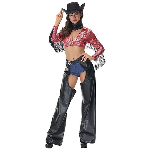 Cowgirl Cosplay Costume Masquerade Adults' Women's Masquerade Festival / Holiday Polyster Red Women's Easy Carnival Costumes Solid Colored Printing / Top / Pants / Shorts / Scarf / Hat
Cowgirl Cosplay Costume Masquerade Adults' Women's Masquerade Festival / Holiday Polyster Red Women's Easy Carnival Costumes Solid Colored Printing / Top / Pants / Shorts / Scarf / Hat
