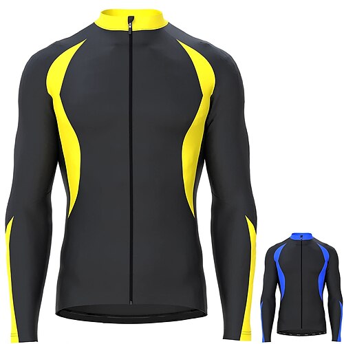 21Grams Men's Cycling Jersey Long Sleeve Bike Top with 3 Rear Pockets Mountain Bike MTB Road Bike Cycling Breathable Quick Dry Moisture Wicking Reflective Strips Yellow Blue Color Block Polyester
21Grams Men's Cycling Jersey Long Sleeve Bike Top with 3 Rear Pockets Mountain Bike MTB Road Bike Cycling Breathable Quick Dry Moisture Wicking Reflective Strips Yellow Blue Color Block Polyester