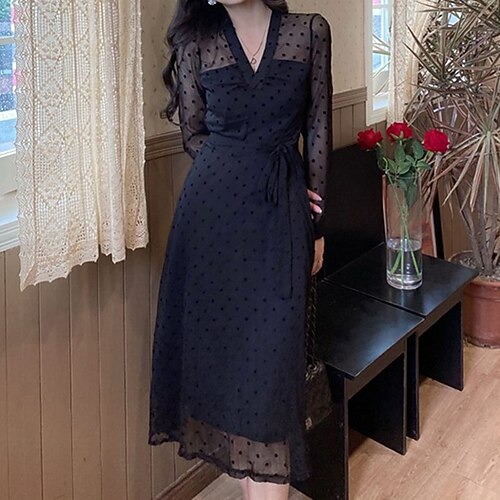 Women's A Line Dress Modern Dress Midi Dress Dark Blue Long Sleeve Polka Dot Mesh Fall Winter V Neck Stylish Elegant Mature 2022 S M L XL XXL 3XL 4XL
Women's A Line Dress Modern Dress Midi Dress Dark Blue Long Sleeve Polka Dot Mesh Fall Winter V Neck Stylish Elegant Mature 2022 S M L XL XXL 3XL 4XL