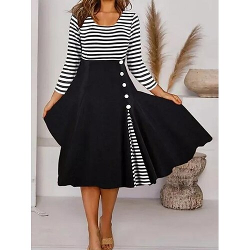 Women's Casual Dress Midi Dress Black 3/4 Length Sleeve Line Ruched Winter Fall Autumn U Neck Modern Weekend 2022 S M L XL 2XL
Women's Casual Dress Midi Dress Black 3/4 Length Sleeve Line Ruched Winter Fall Autumn U Neck Modern Weekend 2022 S M L XL 2XL