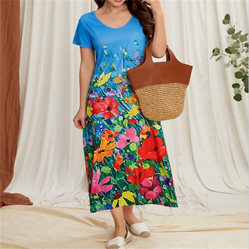 Women's A Line Dress Midi Dress Blue Short Sleeve Floral Print Summer Crew Neck Casual 2022 S M L XL 2XL
Women's A Line Dress Midi Dress Blue Short Sleeve Floral Print Summer Crew Neck Casual 2022 S M L XL 2XL