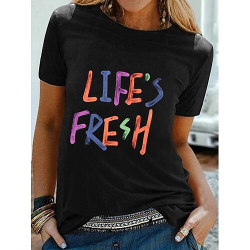 Women's T shirt Tee Text Casual Weekend Painting T shirt Tee Short Sleeve Print Round Neck Basic Black S / 3D Print
Women's T shirt Tee Text Casual Weekend Painting T shirt Tee Short Sleeve Print Round Neck Basic Black S / 3D Print