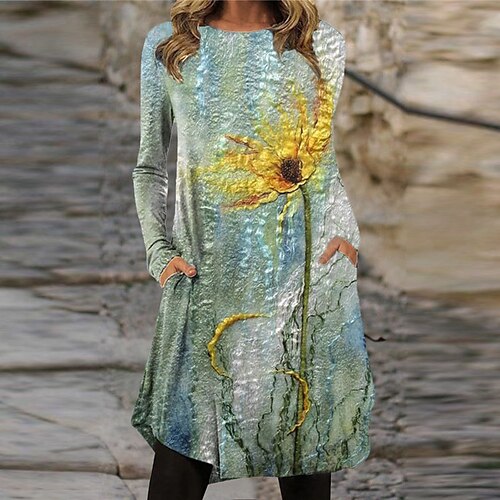 Women's Shift Dress Knee Length Dress Green Yellow Long Sleeve Floral Pocket Print Fall Winter Crew Neck Casual Vacation 2022 S M L XL XXL 3XL
Women's Shift Dress Knee Length Dress Green Yellow Long Sleeve Floral Pocket Print Fall Winter Crew Neck Casual Vacation 2022 S M L XL XXL 3XL
