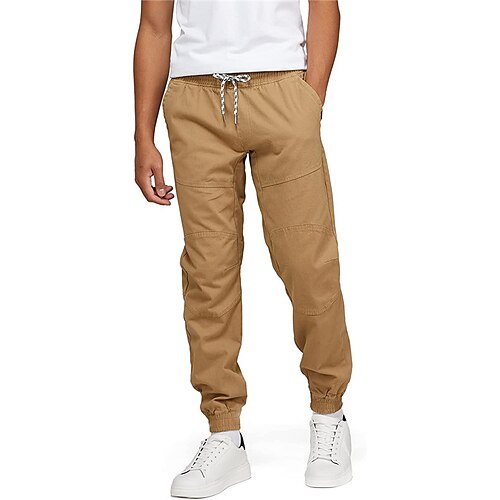 Men's Joggers Trousers Casual Pants Drawstring Elastic Waist Front Pocket Solid Color Comfort Soft Casual Daily Streetwear Basic Fashion Khaki / Elasticity
Men's Joggers Trousers Casual Pants Drawstring Elastic Waist Front Pocket Solid Color Comfort Soft Casual Daily Streetwear Basic Fashion Khaki / Elasticity