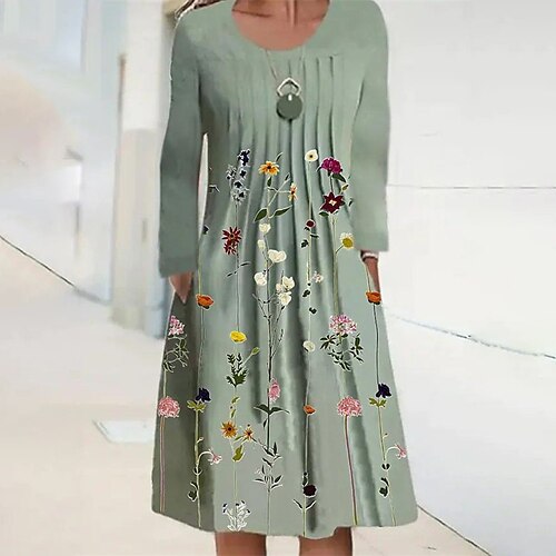 Mulheres Vestido casual Vestido midi Verde Azul Verde Claro Manga Longa Floral Bolsos Outono Primavera Gola Redonda Roupa de inverno Final de semana Vestido de outono Ajuste Largo S M L XL XXL 3XL
Mulheres Vestido casual Vestido midi Verde Azul Verde Claro Manga Longa Floral Bolsos Outono Primavera Gola Redonda Roupa de inverno Final de semana Vestido de outono Ajuste Largo S M L XL XXL 3XL