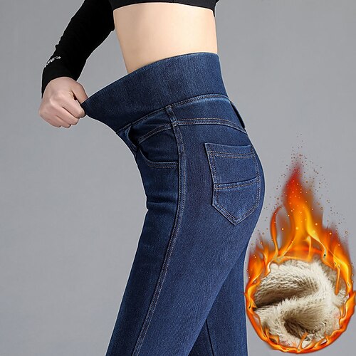 Dame Fleecebukser Bukser Jeans Denimstoff Fleecefôr Svart Dyp Blå Mørkegrå Høy Midje Mote Avslappet Helg Sidelommer Mikroelastisk Full lengde Midjekontroll عادي S M L XL XXL
Dame Fleecebukser Bukser Jeans Denimstoff Fleecefôr Svart Dyp Blå Mørkegrå Høy Midje Mote Avslappet Helg Sidelommer Mikroelastisk Full lengde Midjekontroll عادي S M L XL XXL