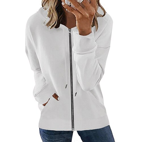 Women's Hoodie Jacket Windproof Warm Outdoor Street Daily Vacation Zipper Pocket Zipper Hoodie Simple Casual Street Style Solid Color Regular Fit Outerwear Long Sleeve Winter Fall Light Blue Green
Women's Hoodie Jacket Windproof Warm Outdoor Street Daily Vacation Zipper Pocket Zipper Hoodie Simple Casual Street Style Solid Color Regular Fit Outerwear Long Sleeve Winter Fall Light Blue Green