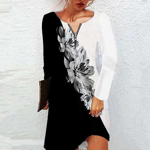 Women's T Shirt Dress Tee Dress Black And White Long Sleeve Print Winter Fall Crew Neck Classic Winter Dress Fall Dress 2022 XS S M L XL 2XL 3XL 4XL 5XL 6XL
Women's T Shirt Dress Tee Dress Black And White Long Sleeve Print Winter Fall Crew Neck Classic Winter Dress Fall Dress 2022 XS S M L XL 2XL 3XL 4XL 5XL 6XL