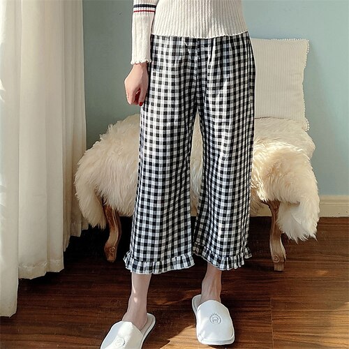 Women's Bottom Nighty Grid / Plaid Simple Comfort Home Daily Bed Cotton Breathable Long Pant Elastic Waist Spring Summer Black Red
Women's Bottom Nighty Grid / Plaid Simple Comfort Home Daily Bed Cotton Breathable Long Pant Elastic Waist Spring Summer Black Red