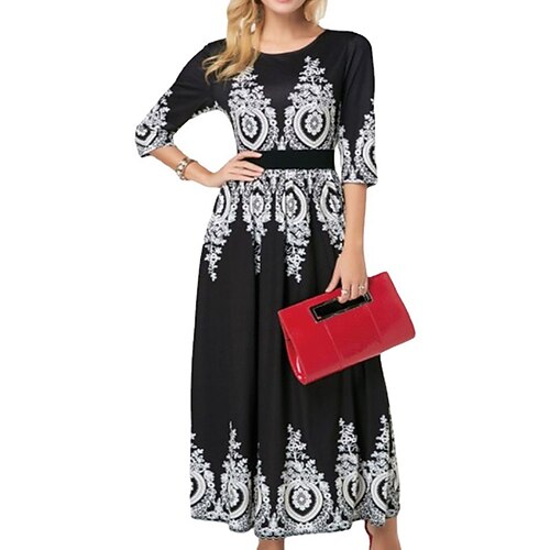 Women's A Line Dress Swing Dress Maxi long Dress Black Half Sleeve Floral Print Fall Winter Crew Neck Elegant Mature 2022 S M L XL XXL
Women's A Line Dress Swing Dress Maxi long Dress Black Half Sleeve Floral Print Fall Winter Crew Neck Elegant Mature 2022 S M L XL XXL
