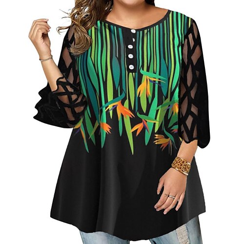 Women's Plus Size Tops Blouse Shirt Floral Lace Print 3/4 Length Sleeve Crewneck Festival Daily Vacation Polyester Fall Winter Green White
Women's Plus Size Tops Blouse Shirt Floral Lace Print 3/4 Length Sleeve Crewneck Festival Daily Vacation Polyester Fall Winter Green White
