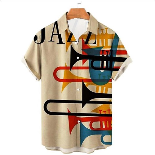 Men's Shirt 3D Print Musical Instrument Letter Turndown Street Casual Button-Down Print Short Sleeves Tops Designer Casual Fashion Breathable White Blue Beige / Summer
Men's Shirt 3D Print Musical Instrument Letter Turndown Street Casual Button-Down Print Short Sleeves Tops Designer Casual Fashion Breathable White Blue Beige / Summer