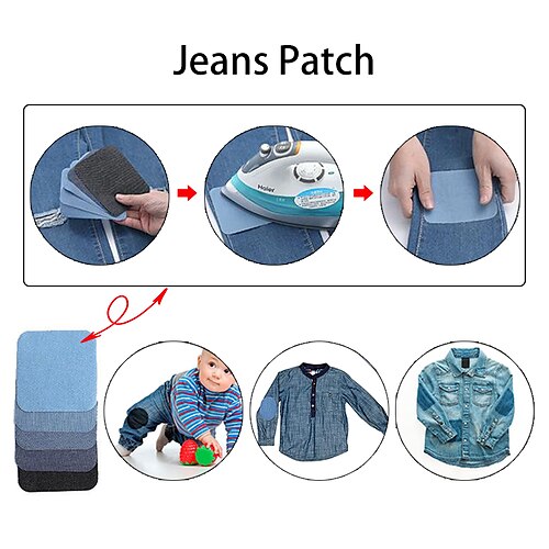 

5PCS Jeans Patch Hole Repair Patch Cut Back Glue Clothes Pants On Repair Kit for Mending Fix Couch Pants Pockets Holes Knees Elbow