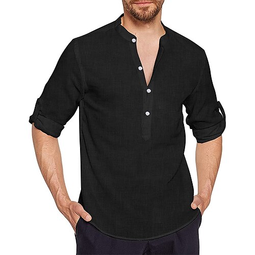 Men's Shirt Linen Shirt Solid Color Turndown Black Street Daily Short Sleeve Clothing Apparel Casual Comfortable / Beach
Men's Shirt Linen Shirt Solid Color Turndown Black Street Daily Short Sleeve Clothing Apparel Casual Comfortable / Beach