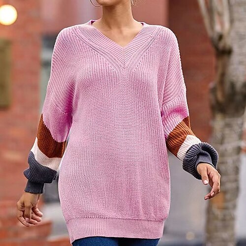 Women's Pullover Sweater Jumper Crochet Knit Knitted Striped V Neck Stylish Casual Home Daily Lantern Sleeve Fall Winter Black Blue S M L / Long Sleeve
Women's Pullover Sweater Jumper Crochet Knit Knitted Striped V Neck Stylish Casual Home Daily Lantern Sleeve Fall Winter Black Blue S M L / Long Sleeve