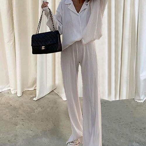 Women's Loungewear Sets 2 Pieces Pure Color Comfort Home Daily Vacation Polyester Breathable Gift Lapel Long Sleeve Shirt Pant Elastic Waist Winter Fall Light Pink Orange
Women's Loungewear Sets 2 Pieces Pure Color Comfort Home Daily Vacation Polyester Breathable Gift Lapel Long Sleeve Shirt Pant Elastic Waist Winter Fall Light Pink Orange