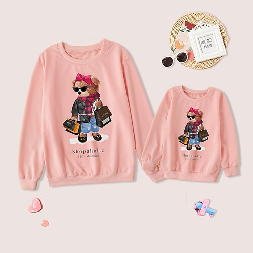 Mommy and Me Sweatshirt Graphic Letter Bear Print Pink Long Sleeve Cute Matching Outfits / Spring / Fall
Mommy and Me Sweatshirt Graphic Letter Bear Print Pink Long Sleeve Cute Matching Outfits / Spring / Fall