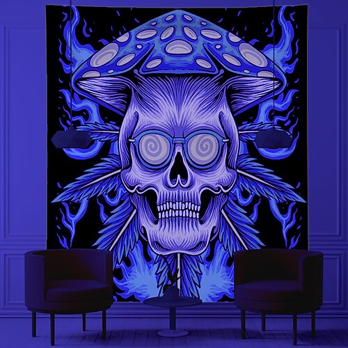 Halloween Skull Blacklight UV Reactive Wall Tapestry Psychedelic Art Decor Blanket Curtain Hanging Home Bedroom Decoration Polyester
Halloween Skull Blacklight UV Reactive Wall Tapestry Psychedelic Art Decor Blanket Curtain Hanging Home Bedroom Decoration Polyester