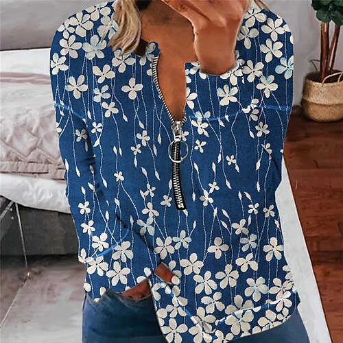 Women's Plus Size Tops Pullover Sweatshirt Floral Zipper Print Long Sleeve Round Neck Streetwear Daily Vacation Polyester Fall Winter Green Blue
Women's Plus Size Tops Pullover Sweatshirt Floral Zipper Print Long Sleeve Round Neck Streetwear Daily Vacation Polyester Fall Winter Green Blue
