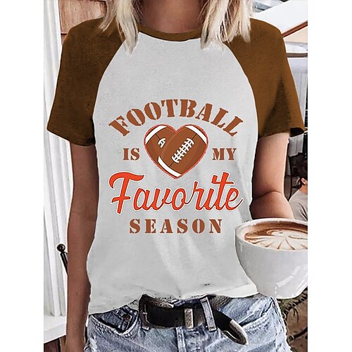 Women's T shirt Tee Football Is My Favorite Season Heart Casual Weekend Painting T shirt Tee Short Sleeve Print V Neck Basic Green Black Blue S
Women's T shirt Tee Football Is My Favorite Season Heart Casual Weekend Painting T shirt Tee Short Sleeve Print V Neck Basic Green Black Blue S
