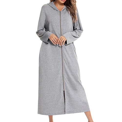Women's Pajamas Nightgown Dress Pure Color Simple Comfort Home Daily Cotton Hoodie Long Sleeve Pocket Fall Winter Black Gray
Women's Pajamas Nightgown Dress Pure Color Simple Comfort Home Daily Cotton Hoodie Long Sleeve Pocket Fall Winter Black Gray