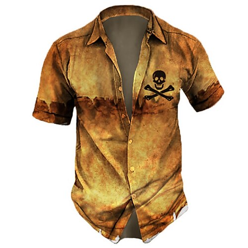 Men's Shirt 3D Print Skull Turndown Street Casual Button-Down Print Short Sleeves Tops Designer Casual Fashion Breathable Yellow / Summer
Men's Shirt 3D Print Skull Turndown Street Casual Button-Down Print Short Sleeves Tops Designer Casual Fashion Breathable Yellow / Summer