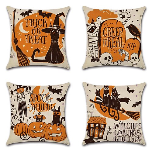 Halloween Party Double Side Cushion Cover 4PC Soft Decorative Square Throw Pillow Cover Cushion Case Pillowcase for Bedroom Livingroom Superior Quality Machine Washable Indoor Cushion for Sofa Couch Bed Chair Boo Pumpkin Skull
Halloween Party Double Side Cushion Cover 4PC Soft Decorative Square Throw Pillow Cover Cushion Case Pillowcase for Bedroom Livingroom Superior Quality Machine Washable Indoor Cushion for Sofa Couch Bed Chair Boo Pumpkin Skull