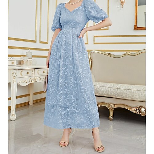 Women's A Line Dress Maxi long Dress Blue Half Sleeve Pure Color Chiffon Fall Winter V Neck Stylish Elegant Luxurious Party Puff Sleeve Boom Sale Dress S M L XL
Women's A Line Dress Maxi long Dress Blue Half Sleeve Pure Color Chiffon Fall Winter V Neck Stylish Elegant Luxurious Party Puff Sleeve Boom Sale Dress S M L XL
