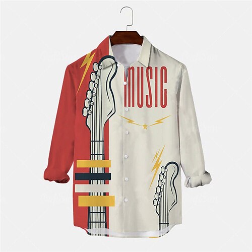 Men's Shirt Letter Guitar Turndown Orange Long Sleeve 3D Print Outdoor Street Button-Down Print Tops Fashion Designer Casual Breathable
Men's Shirt Letter Guitar Turndown Orange Long Sleeve 3D Print Outdoor Street Button-Down Print Tops Fashion Designer Casual Breathable