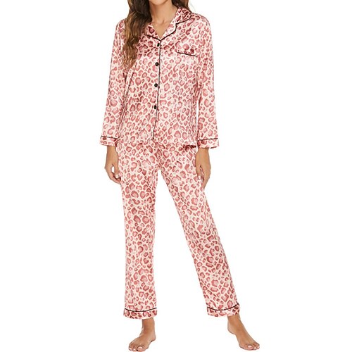 Women's Pajamas Sets Pjs 2 Pieces Leopard Crane Fashion Comfort Home Bed Satin Lapel Long Sleeve Shirt Pant Winter Fall Light Pink Pink / Silk
Women's Pajamas Sets Pjs 2 Pieces Leopard Crane Fashion Comfort Home Bed Satin Lapel Long Sleeve Shirt Pant Winter Fall Light Pink Pink / Silk