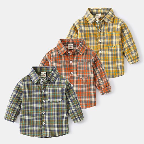 Kids Boys Shirt Long Sleeve Plaid Green Yellow Orange Children Tops Fall Winter Basic Cool School Daily Regular Fit 3-6 Years
Kids Boys Shirt Long Sleeve Plaid Green Yellow Orange Children Tops Fall Winter Basic Cool School Daily Regular Fit 3-6 Years