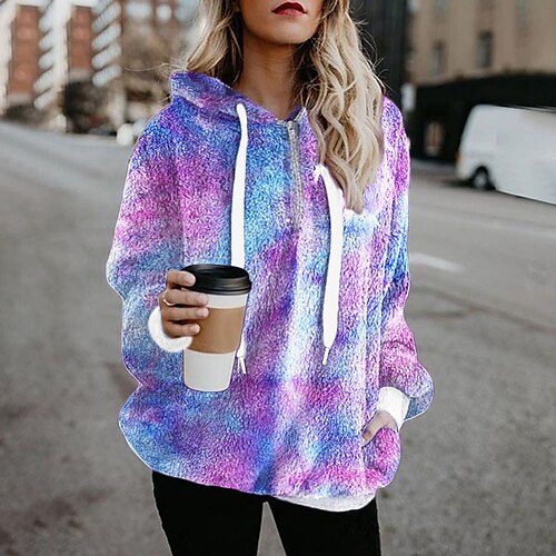 Women's Pullover Hoodie Sweatshirt Tie Dye Pocket Quarter Zip Daily Weekend 3D Print Fleece Streetwear Casual Hoodies Sweatshirts Blue Purple
Women's Pullover Hoodie Sweatshirt Tie Dye Pocket Quarter Zip Daily Weekend 3D Print Fleece Streetwear Casual Hoodies Sweatshirts Blue Purple