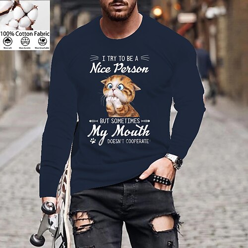 Men's Unisex T shirt Tee Animal Cat Letter Crew Neck Green Black Gray Navy Blue Long Sleeve Hot Stamping Outdoor Street Print Tops Cotton Basic Sports Designer Simple
Men's Unisex T shirt Tee Animal Cat Letter Crew Neck Green Black Gray Navy Blue Long Sleeve Hot Stamping Outdoor Street Print Tops Cotton Basic Sports Designer Simple