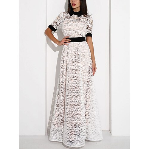 Women's Party Dress Maxi long Dress White Short Sleeve Pure Color Zipper Lace Spring Summer Shirt Collar Romantic Modern 2022 S M L XL
Women's Party Dress Maxi long Dress White Short Sleeve Pure Color Zipper Lace Spring Summer Shirt Collar Romantic Modern 2022 S M L XL