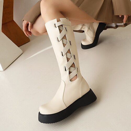 Women's Boots Mid Calf Boots Chunky Heel Round Toe Preppy Minimalism Party Halloween PU Leather Zipper Fall Spring Solid Colored White Black
Women's Boots Mid Calf Boots Chunky Heel Round Toe Preppy Minimalism Party Halloween PU Leather Zipper Fall Spring Solid Colored White Black