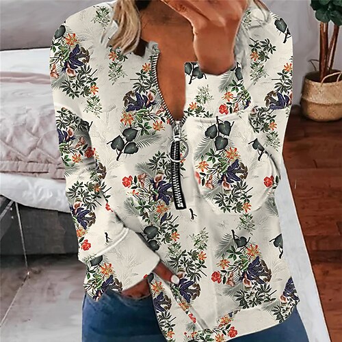 Women's Plus Size Tops Pullover Sweatshirt Floral Zipper Print Long Sleeve Round Neck Streetwear Daily Vacation Polyester Fall Winter Beige
Women's Plus Size Tops Pullover Sweatshirt Floral Zipper Print Long Sleeve Round Neck Streetwear Daily Vacation Polyester Fall Winter Beige