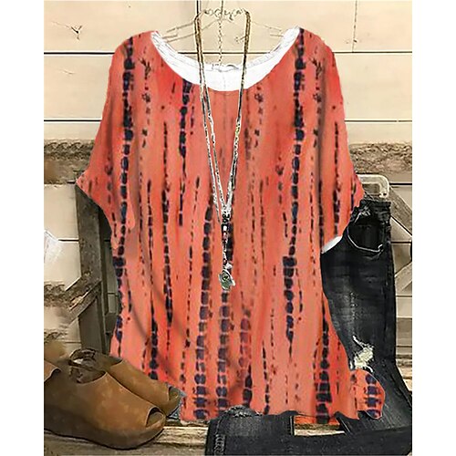 Women's Plus Size Tops Blouse Shirt Tie Dye Print Half Sleeve Crewneck Streetwear Daily Sports Cotton Spandex Jersey Spring Summer Orange
Women's Plus Size Tops Blouse Shirt Tie Dye Print Half Sleeve Crewneck Streetwear Daily Sports Cotton Spandex Jersey Spring Summer Orange
