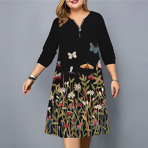 Women's Plus Size Casual Dress Animal V Neck Print 3/4 Length Sleeve Fall Spring Stylish Work Casual Knee Length Dress Daily Vacation Dress
Women's Plus Size Casual Dress Animal V Neck Print 3/4 Length Sleeve Fall Spring Stylish Work Casual Knee Length Dress Daily Vacation Dress
